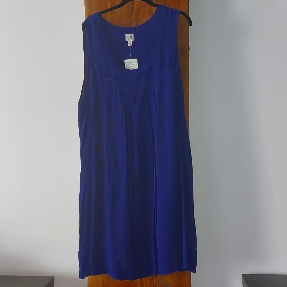 NWT Anthropologie EDME & ESYLLTE Royal BLUE DRESS W/ Orange Slip SZ Large L